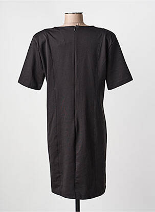 Robe mi-longue fermeture zippée au dos manches courtes noir ICHI femme