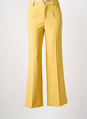 Pantalon flare taille à pinces taille haute jaune CHARLIOR femme