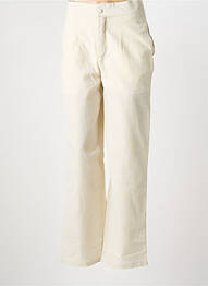 Pantalon droit tissage crêpe taille haute beige DAPHNEA femme