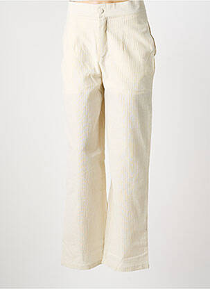 Pantalon droit tissage crêpe taille haute beige DAPHNEA femme