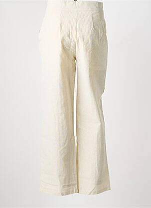 Pantalon droit tissage crêpe taille haute beige DAPHNEA femme