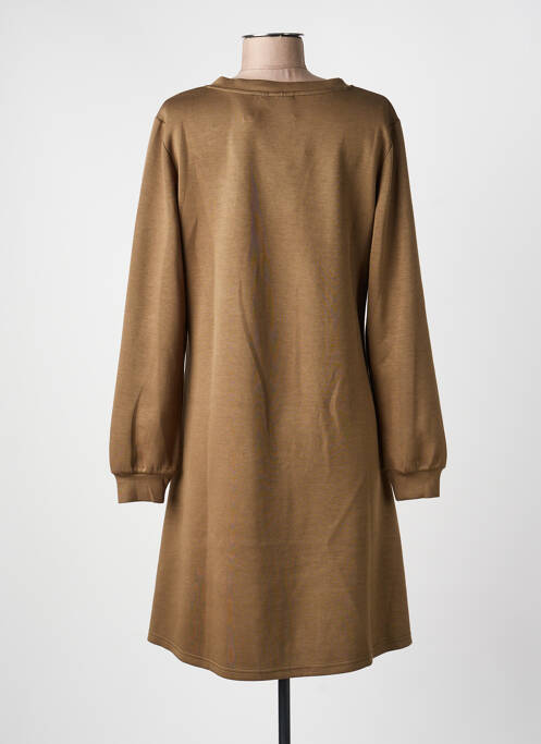 Robe courte coupe évasée manches longues vert ICHI femme