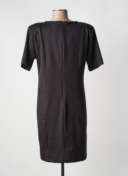 Robe courte fermeture zippée au dos manches courtes noir ICHI femme