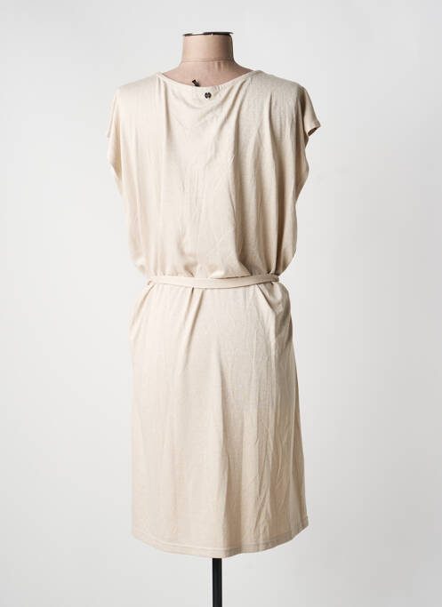 Robe mi-longue coupe fluide manches courtes beige DEELUXE femme