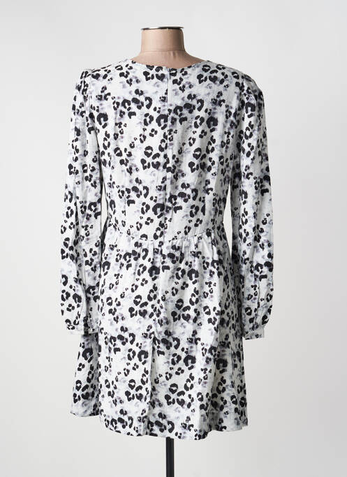 Robe courte imprimé fleurs manches longues gris ICHI femme