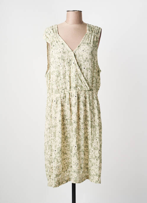 Robe mi-longue coupe fluide sans manche vert ICHI femme