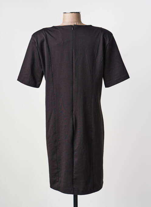 Robe mi-longue fermeture zippée au dos manches courtes noir ICHI femme
