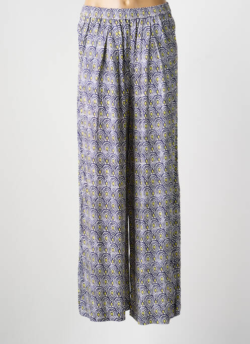 Pantalon large tissage popeline taille normale bleu KANOPE femme