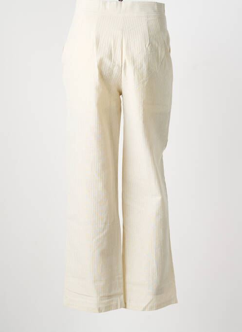 Pantalon droit tissage crêpe taille haute beige DAPHNEA femme