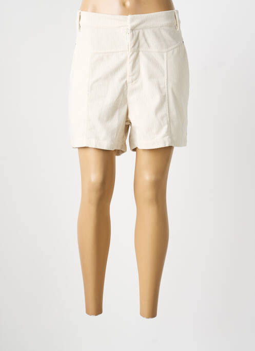 Short fermeture zippée sous rabat avec crochet taille normale beige DEELUXE femme