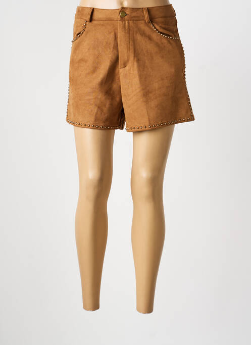 Short fermeture zippée sous rabat boutonné taille normale marron JOYNA femme