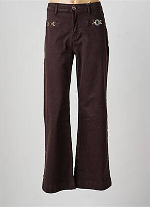Pantalon flare fermeture zippée sous rabat boutonné marron ZAC & ZOE femme
