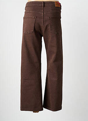 Pantalon flare fermeture zippée sous rabat boutonné marron PLACE DU JOUR femme