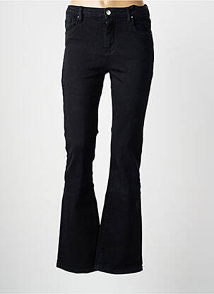 Pantalon flare fermeture zippée sous rabat boutonné noir QUEEN HEARTS femme