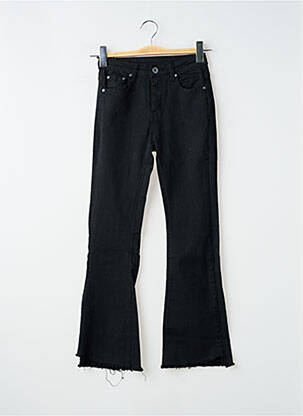 Pantalon droit fermeture zippée sous rabat boutonné noir 3D femme