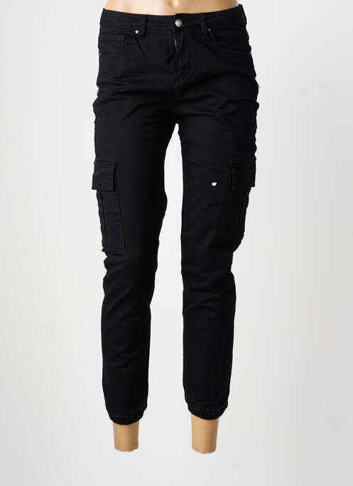 Pantalon 7/8 fermeture zippée sous rabat boutonné noir NINA CARTER femme
