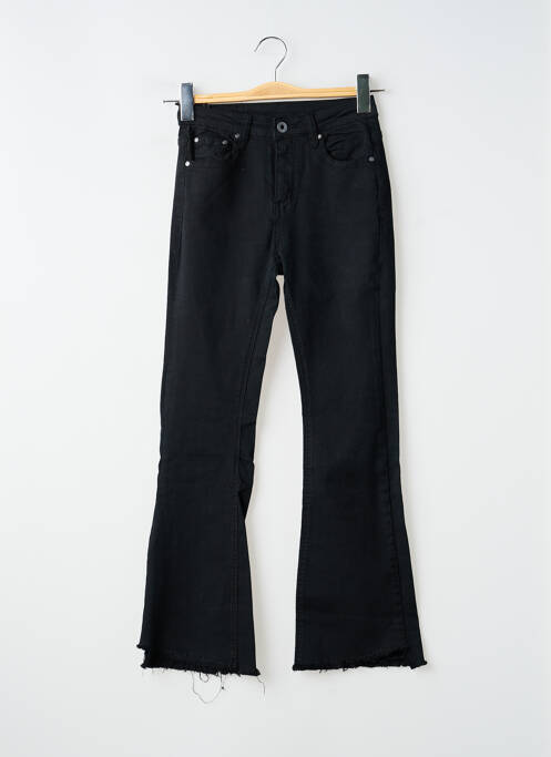 Pantalon droit fermeture zippée sous rabat boutonné noir 3D femme