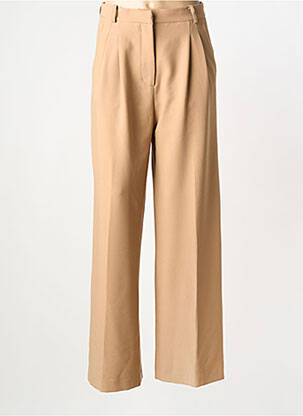 Pantalon large fermeture zippée sous rabat avec crochet taille normale marron ESCANDELLE femme