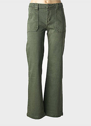 Jeans coupe droite stretch taille normale vert PLACE DU JOUR femme