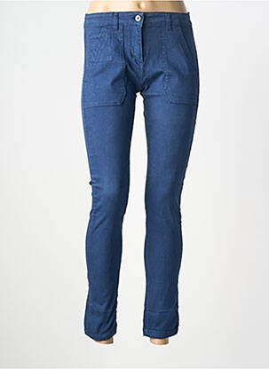 Pantalon slim tissage popeline taille normale bleu STUDIO PARISIEN femme