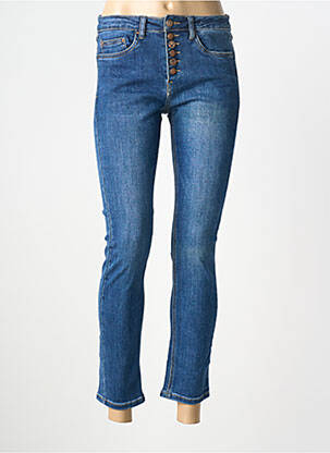 Jeans coupe slim stretch taille normale bleu PLACE DU JOUR femme