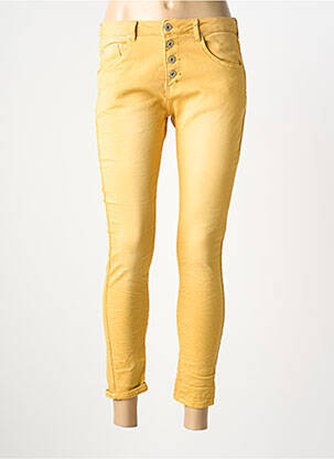 Pantalon 7/8 stretch taille normale jaune PLACE DU JOUR femme