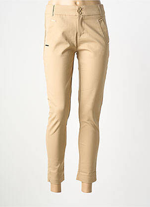 Pantalon slim tissage popeline taille normale beige CHIC & JEUNE femme