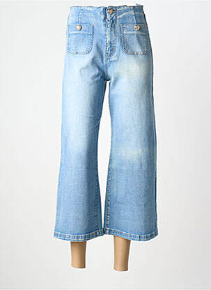 Pantacourt stretch taille normale bleu ONADO femme