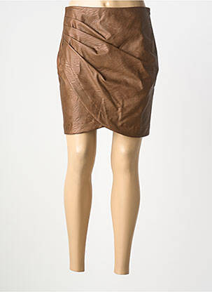 Jupe courte fermeture zip latéral marron CHARMING GIRL femme