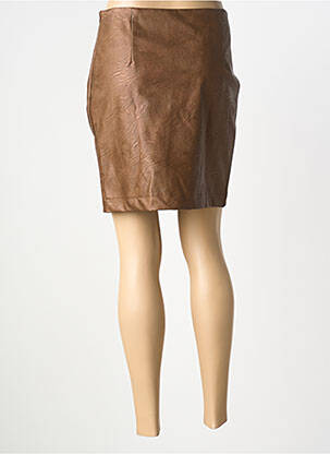 Jupe courte fermeture zip latéral marron CHARMING GIRL femme