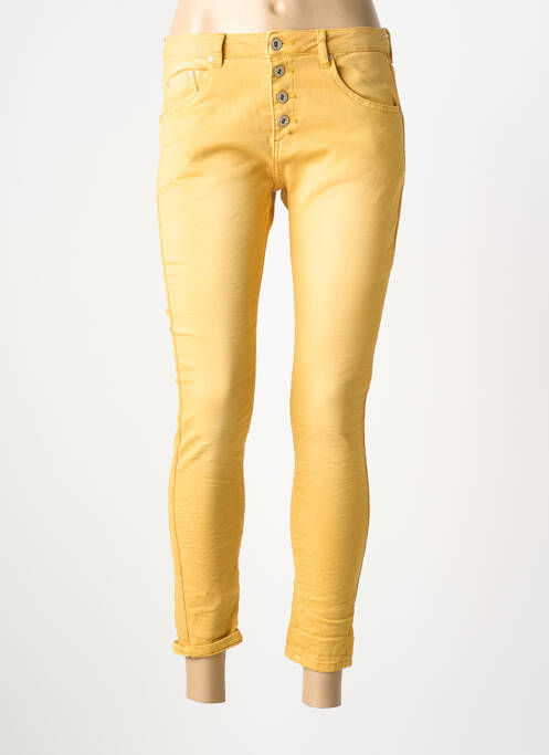 Pantalon 7/8 stretch taille normale jaune PLACE DU JOUR femme