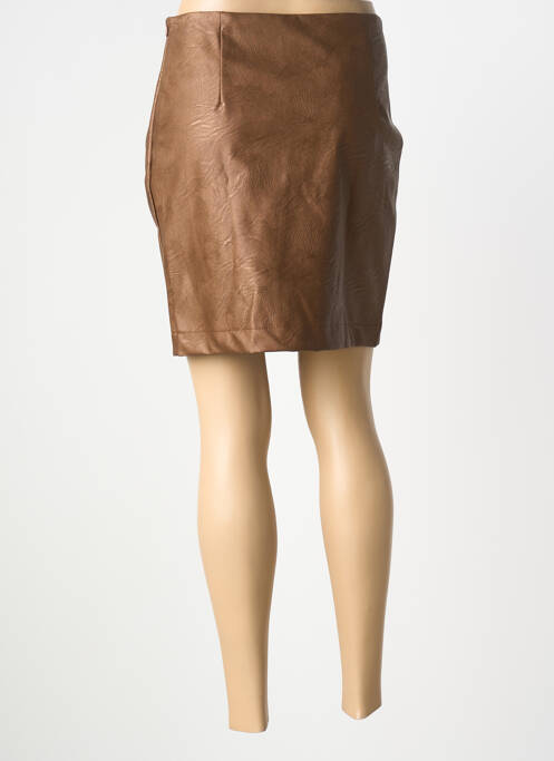 Jupe courte fermeture zip latéral marron CHARMING GIRL femme