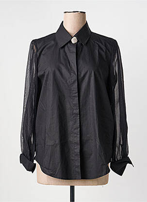 Chemisier coupe droite manches longues noir LARA femme