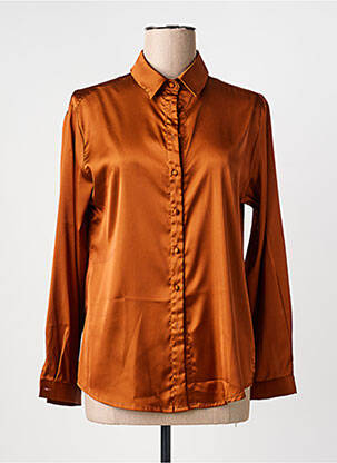 Chemisier coupe droite manches longues marron AKOZ femme