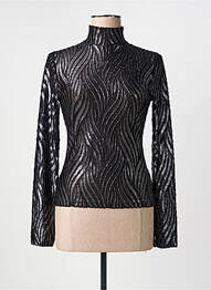 Top imprimé fantaisie manches longues noir L'ATELIER D'ANNA femme