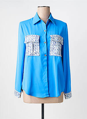 Chemisier coupe fluide manches longues bleu UNIKA femme