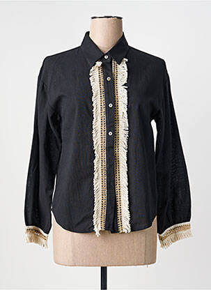 Chemisier coupe droite manches longues noir UNIKA femme