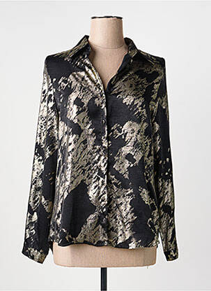Chemisier imprimé fantaisie manches longues noir UNIKA femme