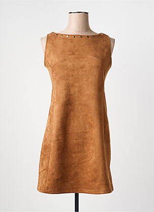 Robe courte sans manche sans manche marron CHARMING GIRL femme