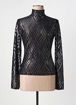 Top imprimé fantaisie manches longues noir L'ATELIER D'ANNA femme