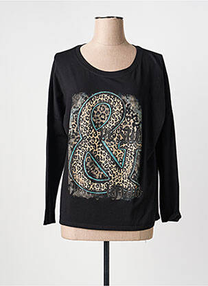 Top imprimé fantaisie manches longues noir LM LULU femme