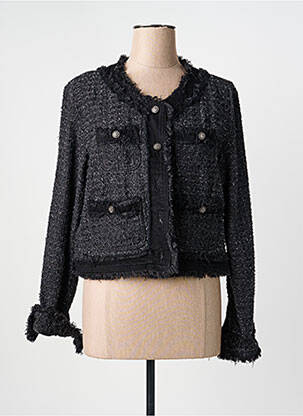 Veste casual col rond noir PLACE DU JOUR femme