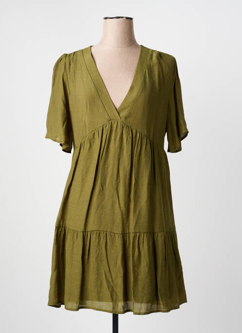Robe mi-longue manches courtes manches courtes vert GOA femme