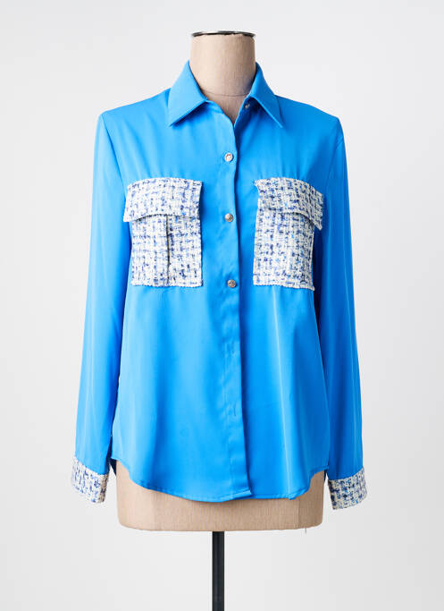 Chemisier coupe fluide manches longues bleu UNIKA femme