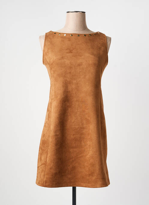 Robe courte sans manche sans manche marron CHARMING GIRL femme