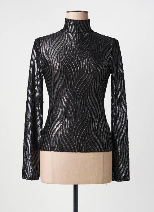 Top imprimé fantaisie manches longues noir L'ATELIER D'ANNA femme