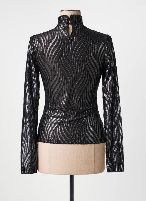 Top imprimé fantaisie manches longues noir L'ATELIER D'ANNA femme