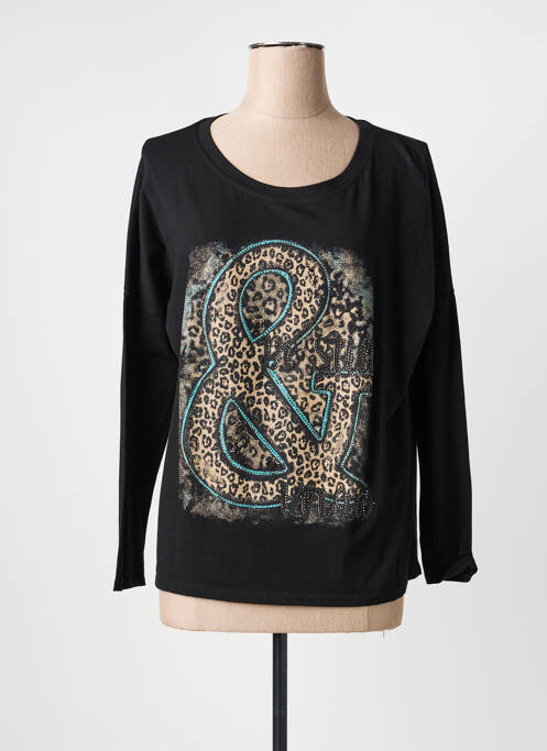 Top imprimé fantaisie manches longues noir LM LULU femme
