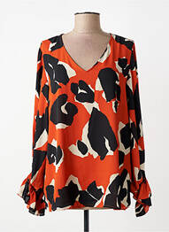 Blouse imprimé fantaisie manches longues orange JOSEPH RIBKOFF femme