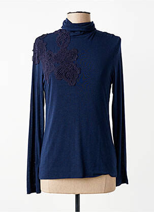 Top stretch manches longues bleu TRICOT CHIC femme
